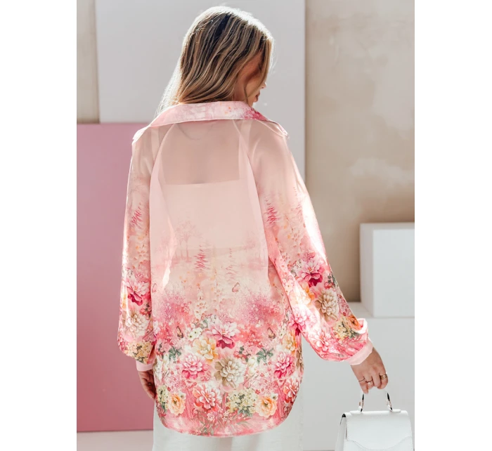 Dámské květované tričko oversize FLOWERS pink FashionStreet DY0470