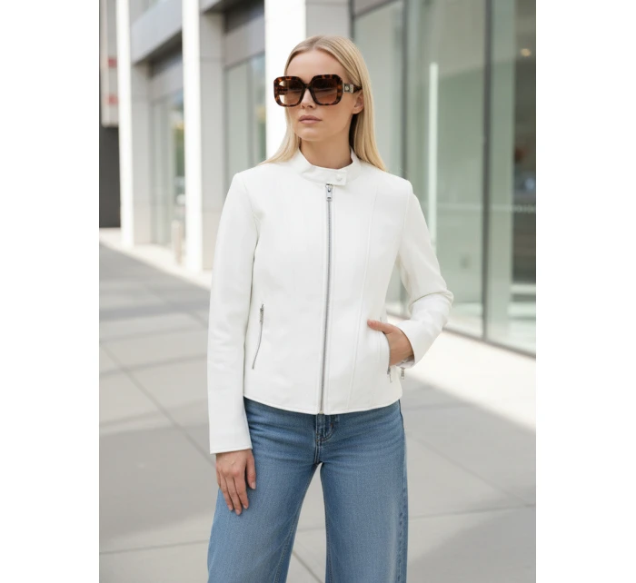 Kurtka skórzana damska TRENDY FUSION biała FashionStreet TY5478 Kurtka skórzana damska TRENDY FUSION biała FashionStreet TY5478