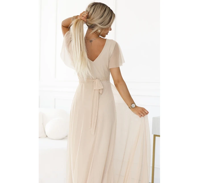 Dlouhé šaty s výstřihem a krátkými rukávy BEACH model 21069854 - numoco basic