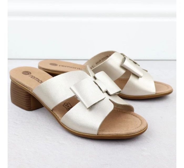 Dámské zlaté kožené žabky Remonte R8759-90