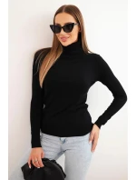 Dámský svetr z viskózy s rolákem a dlouhým rukávem černý Dámský svetr z viskózy s rolákem a dlouhým rukávem černý