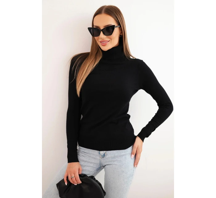 Dámský svetr z viskózy s rolákem a dlouhým rukávem černý Dámský svetr z viskózy s rolákem a dlouhým rukávem černý