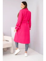 Dámský kabát s páskem a zlatými přezkami fuchsiová Dámský kabát s páskem a zlatými přezkami fuchsiová