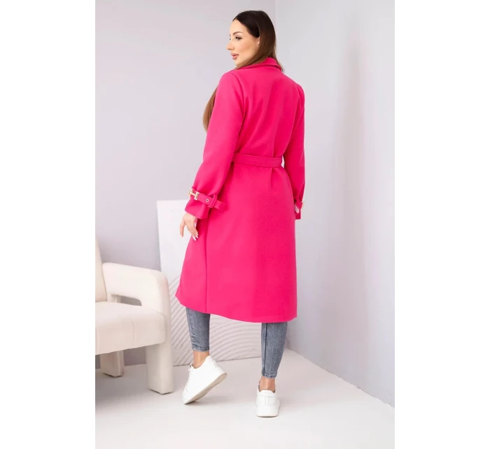 Dámský kabát s páskem a zlatými přezkami fuchsiová Dámský kabát s páskem a zlatými přezkami fuchsiová