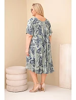Dámské viskózové šaty Plus Size s krátkým rukávem a model 22043104 střihem khaki - K-Fashion