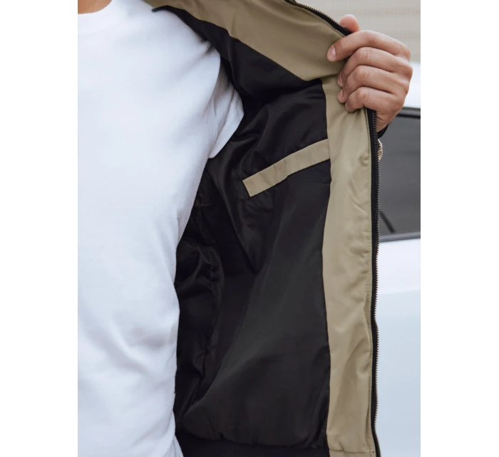 Pánská prošívaná zimní bunda s kapucí béžová FashionStreet TX4838