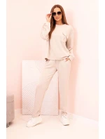 Komplet dámský máslový mikina a kalhoty s gumou béžový Komplet dámský máslový mikina a kalhoty s gumou béžový