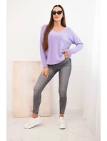 Svetr dámský z viskózy s výstřihem do V světle fialový Svetr dámský z viskózy s výstřihem do V světle fialový