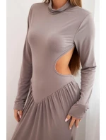 Dámská dlouhá šaty z viskózy s rolákem a odhalenými zády fango Dámská dlouhá šaty z viskózy s rolákem a odhalenými zády fango