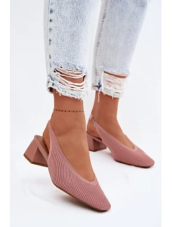 Materiálové dámské sandály na podpatku Růžové model 22102900 - Boto