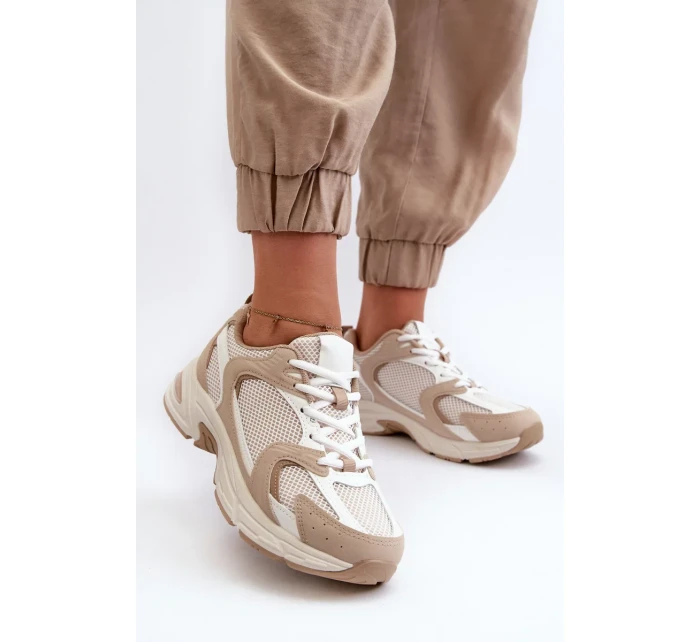 Béžové dámské tenisky sportovní boty model 20453821 - Kesi Béžové dámské tenisky sportovní boty model 20453821 - Kesi