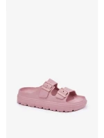 Dámské pěnové pantofle na platformě – růžové