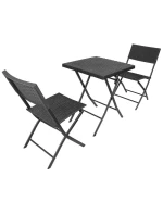 BALKONOVÝ NÁBYTEK SET STŮL 58X58X70CM A 2 ŽIDLE ČERNÁ