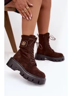 Dámské workery s ozdobným prvkem zateplené čokoládové Ilyane Dámské workery s ozdobným prvkem zateplené čokoládové Ilyane