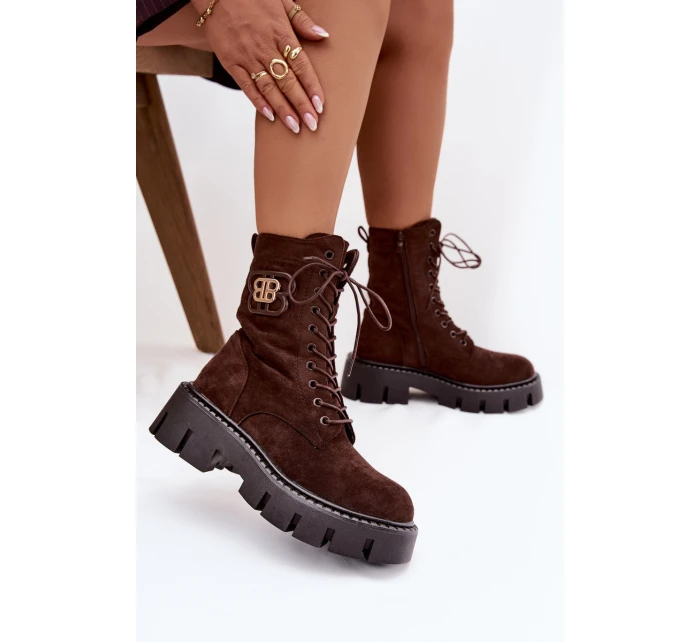 Dámské workery s ozdobným prvkem zateplené čokoládové Ilyane Dámské workery s ozdobným prvkem zateplené čokoládové Ilyane