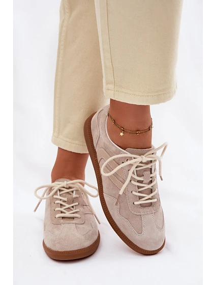 Dámské kožené semišové tenisky nízké béžové model 22100202 - Boto Dámské kožené semišové tenisky nízké béžové model 22100202 - Boto