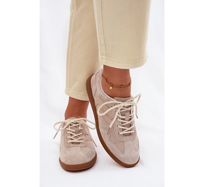 Dámské kožené semišové tenisky nízké béžové model 22100202 - Boto Dámské kožené semišové tenisky nízké béžové model 22100202 - Boto