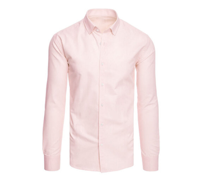 Pánská jednobarevná světle růžová košile Dstreet DX2516