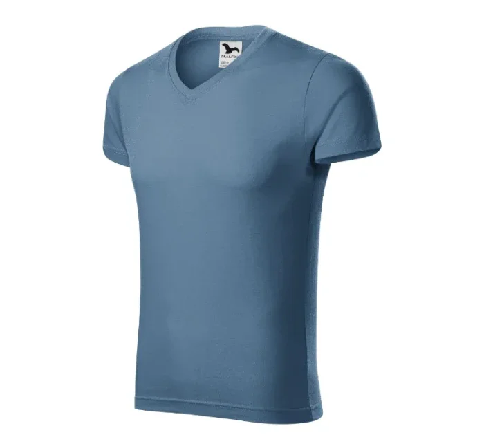 Slim Fit V-neck tričko pánské denim