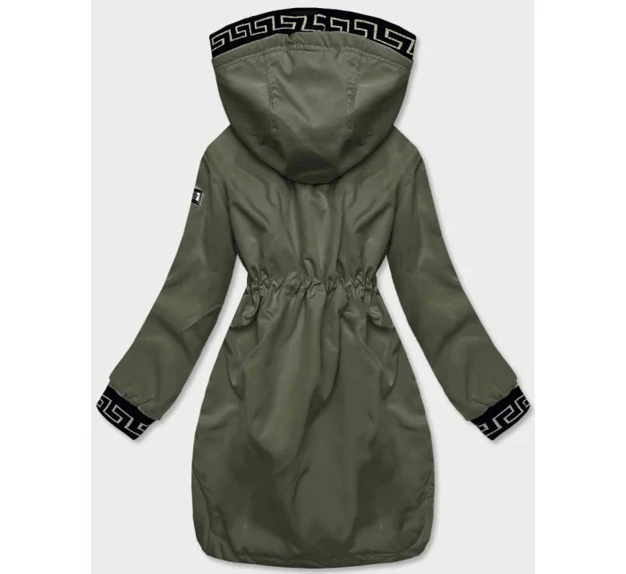 Dámská bunda v khaki barvě s ozdobnou lemovkou (B8139-11)