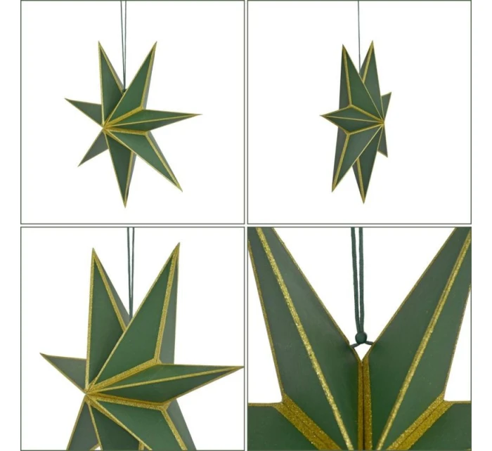 FSC Závěsná papírová dekorace STAR 18x60CM ZELENÁ 7 RÁMEČKŮ MICA