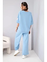 Dámský máslový komplet z viskózy mikina a široké kalhoty světle fialový