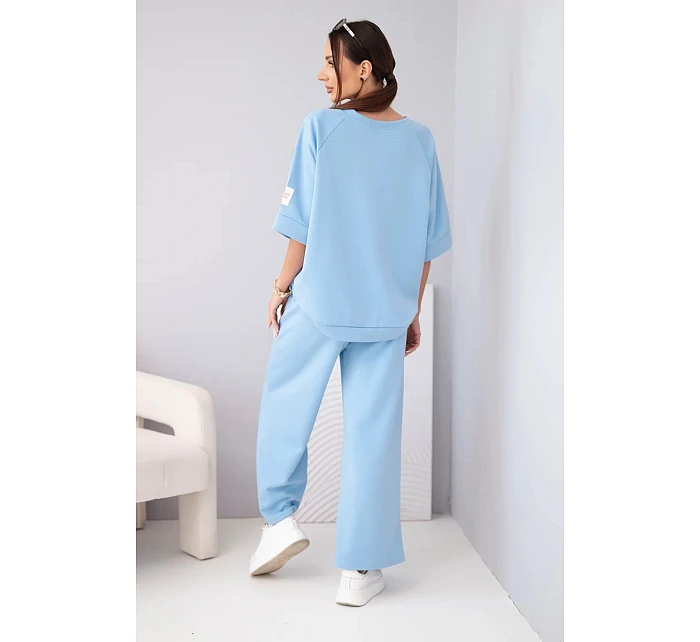 Dámský máslový komplet z viskózy mikina a široké kalhoty světle fialový