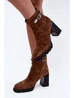 Zateplené kozačky z přírodního semiše Vinceza 91172 Camel