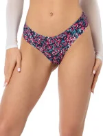 Dámské kalhotky simple brasil Cranberries tm.modré r růž. vzorem - JULIMEX