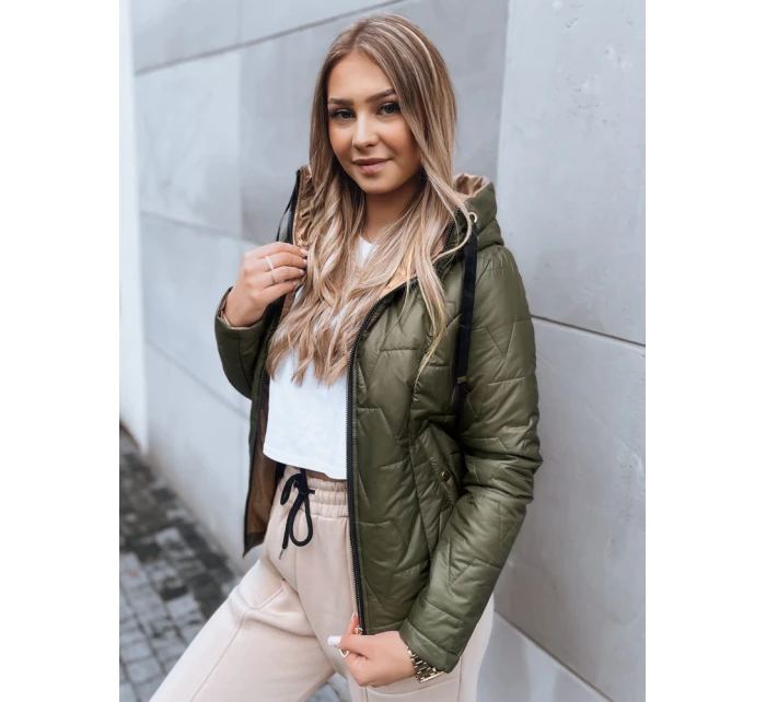 Dámská prošívaná podzimní bunda LOVE YOU zelená FashionStreet TY3836