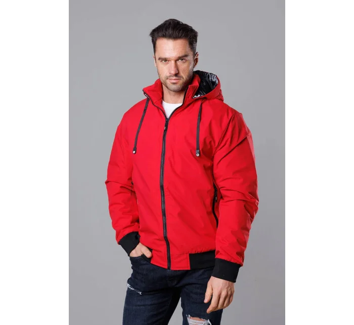 Červená pánská sportovní bunda s kapucí model 18311032 - J.STYLE Červená pánská sportovní bunda s kapucí model 18311032 - J.STYLE