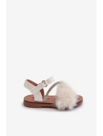 Dětské sandálky na suchý zip s kožíškem Bílé Rosavere
