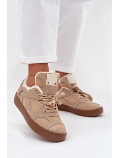 Dámské tenisky na platformě s vyteplením s kožešinou béžové Solvia