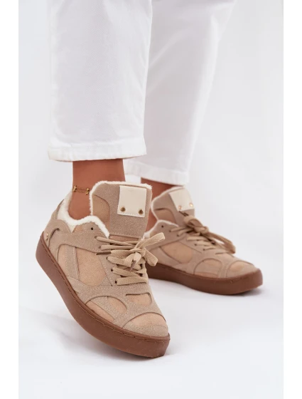 Dámské tenisky na platformě s vyteplením s kožešinou béžové Solvia Dámské tenisky na platformě s vyteplením s kožešinou béžové Solvia