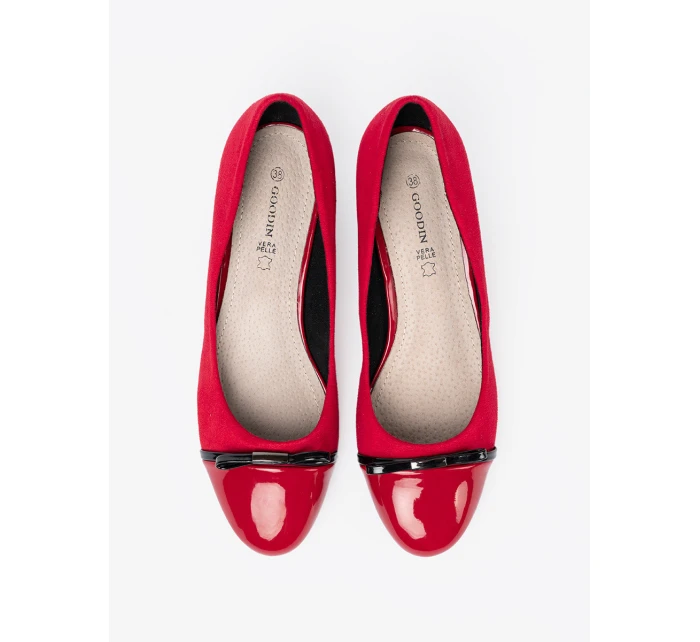 Originální dámské  lodičky červené na širokém podpatku