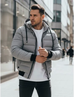 Pánská prošívaná zimní bunda s kapucí šedá FashionStreet TX5093