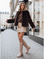 Dámské béžové kozačky model 21994384 - Dstreet Dámské béžové kozačky model 21994384 - Dstreet