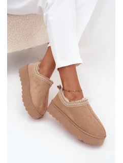 Dámské nízké sněhule Taliah na platformě s vyšíváním – béžové