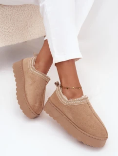 Dámské nízké sněhule Taliah na platformě s vyšíváním – béžové