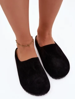 Dámské domácí pantofle z eko semiše – černé Kalvess