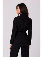 Dámský blejzr s páskem na zavázání model 21229194 Černá - BeWear Dámský blejzr s páskem na zavázání model 21229194 Černá - BeWear