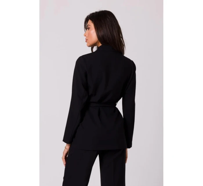 Dámský blejzr s páskem na zavázání model 21229194 Černá - BeWear Dámský blejzr s páskem na zavázání model 21229194 Černá - BeWear