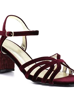 Dámské sandály na jehlovém podpatku bordó D&A by S.Barski SR61-0102