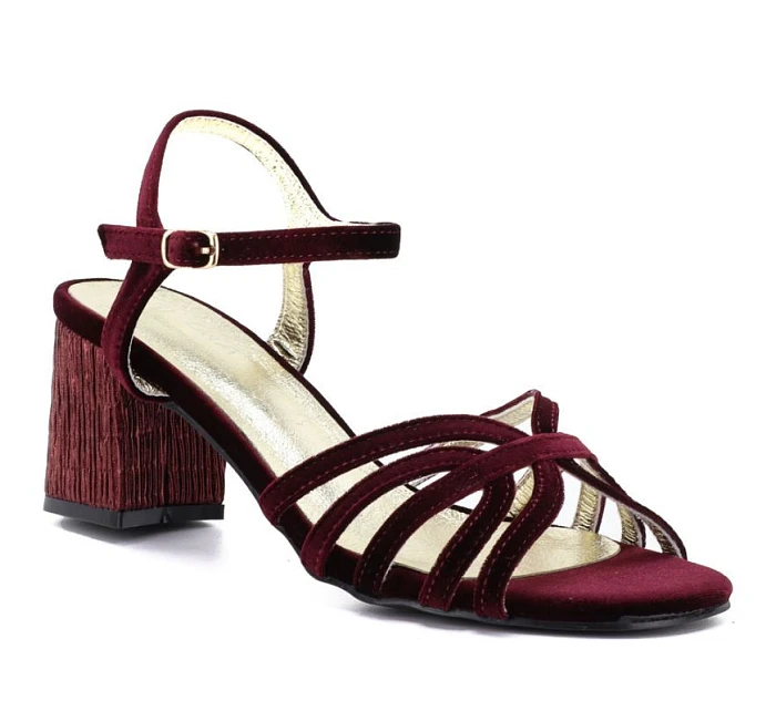 Dámské sandály na jehlovém podpatku bordó D&A by S.Barski SR61-0102