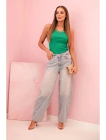 Dámský bavlněný top na ramínkách s ozdobným řetízkem zelená Dámský bavlněný top na ramínkách s ozdobným řetízkem zelená