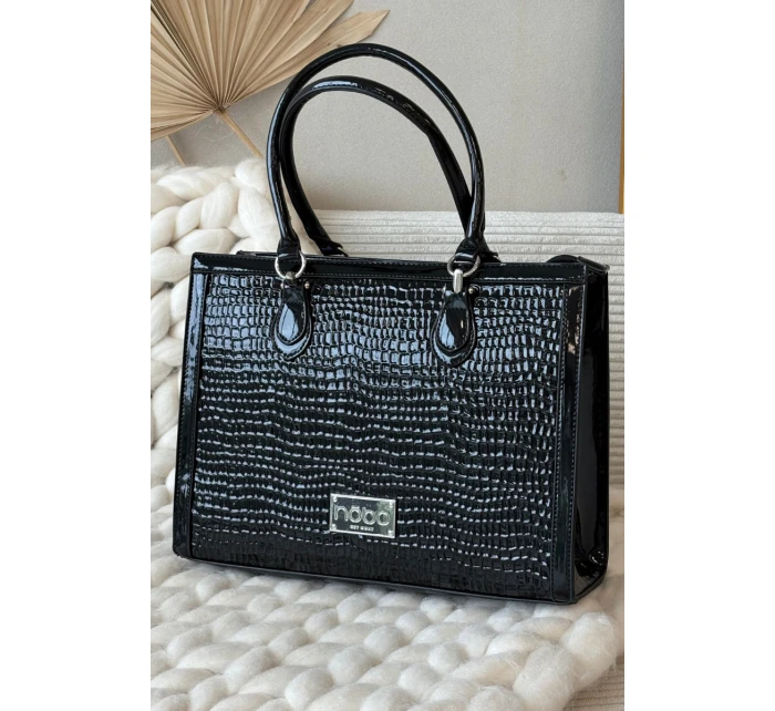 Lakovaná kabelka s vyraženým vzorem NOBO BAG6150-M20 Černá