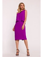 S422 Šaty s krajkovou vsadkou - levandulová