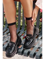 Kožené Dámské Mokasíny S Mašlí A Srdcem D&A Černé Kožené Dámské Mokasíny S Mašlí A Srdcem D&A Černé