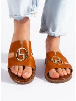 Praktické dámské hnědé nazouváky na klínku Praktické dámské hnědé nazouváky na klínku