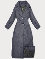 Dámský dlouhý kabát s páskem S'West navy blue-stripe (B8542-26)